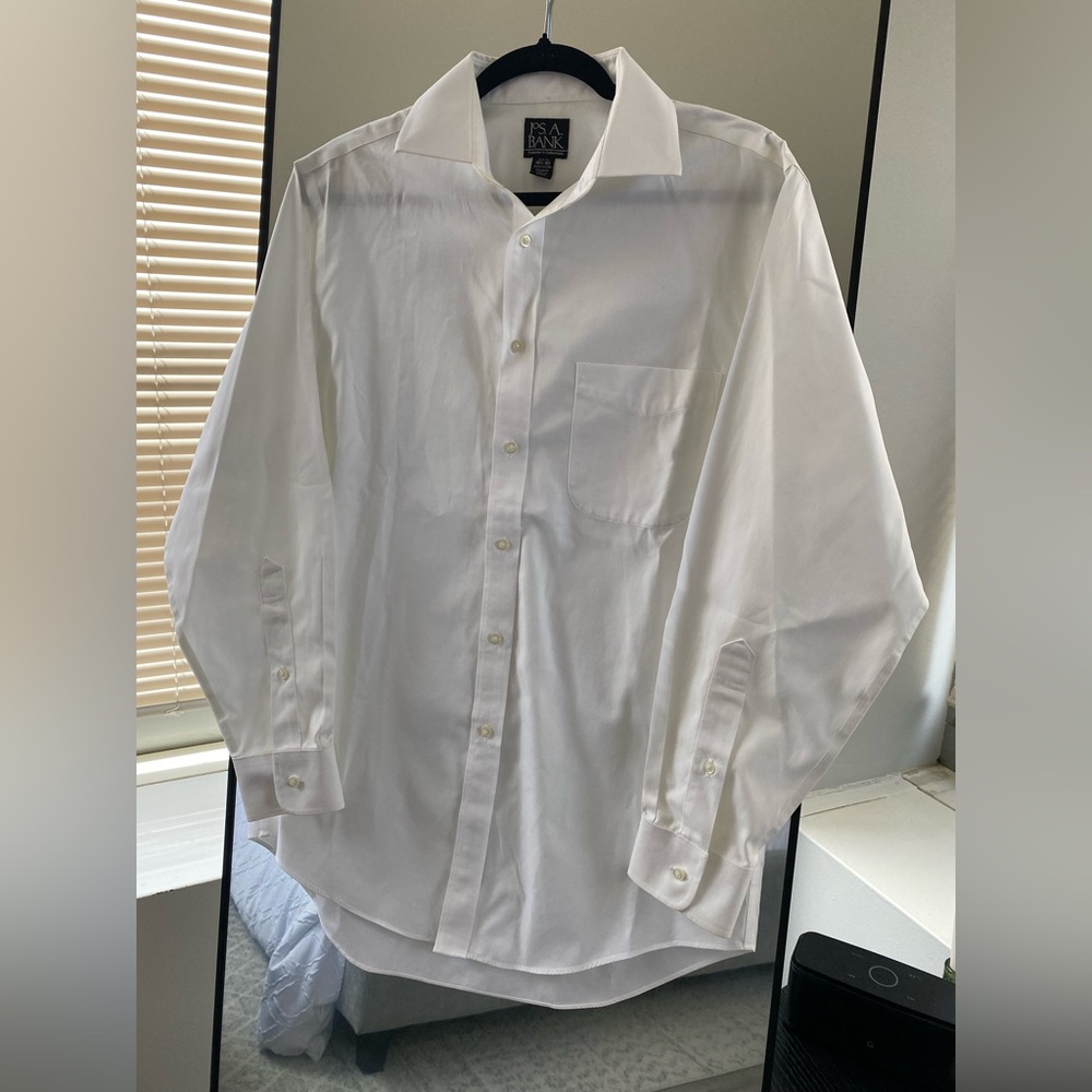 Jos. A. Bank - Men’s 100% Cotton White Button Down Shirt - Size 15 1/2 Neck / 32